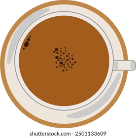 Vector illustration of a steaming coffee cup with a classic design. Perfect for café menus, morning routines, and beverage-related projects. Scalable and versatile for various uses.