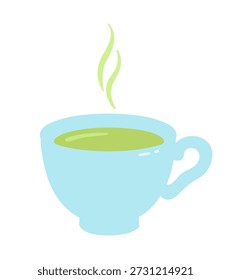 Ilustración vectorial de una taza humeante de té de hierbas. Objeto plano de bienestar y relajación