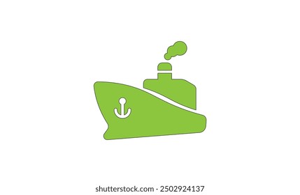 Vector illustration of a steamship with an anchor in a minimalist style