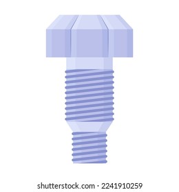 Vector illustration of steel cone threaded bolt. Cartoon side and top angle of hardware isolated on white. Construction concept