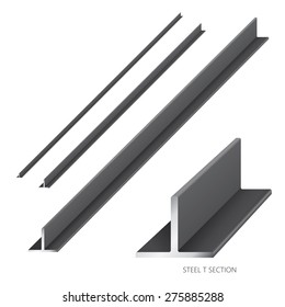 Vector Illustration Of Steel Construction Isolated (Steel T Section) On White Background.