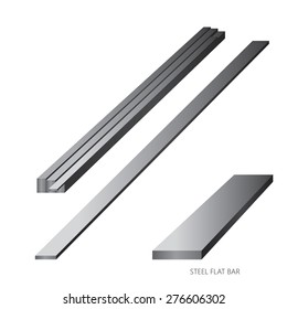 Vector Illustration Of Steel Construction Isolated (Steel Flat Bar) On White Background.