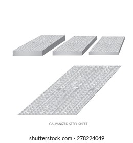 Vector illustration of steel construction isolated (Galvanized Steel Sheet) on white background.