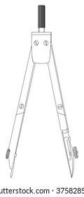 Vector illustration a steel dividers with graphite