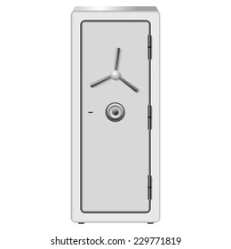 Vector illustration of steel security gun safe with combination lock and handle isolated on white