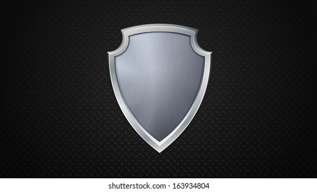 Vector illustration of steel shield on iron background