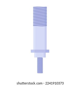 Vector illustration of steel special threaded part. Cartoon side and top angle of hardware isolated on white. Construction concept
