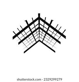 vector illustration of steel structure roof truss under building construction