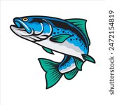 Vector Illustration of Steelhead Trout Fish with Simple Illustration