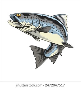 Ilustración vectorial de peces trucha Steelhead con ilustración de Antiguas