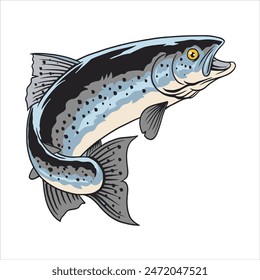 Vector Illustration of Steelhead Trout Fish with Vintage Illustration