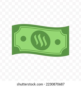 Vector illustration of Steem banknote in green color on transparent background (PNG).