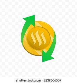 Vector illustration of Steem currency. Cashback bonus money concept discount. Simple design on transparent background (PNG).