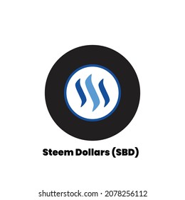 Vector illustration of Steem dollars (SBD) cryptocurrency logo, symbol in a white background.