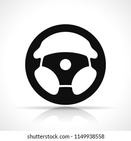 Vector illustration of steering wheel black icon