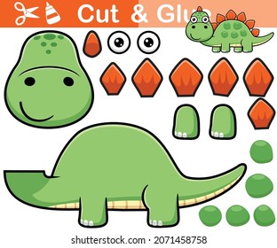 Vector illustration of stegosaurus cartoon. Education paper game for children. Cutout and gluing