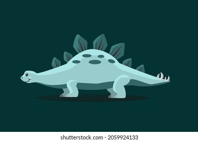 
vector illustration of a stegosaurus type dinosaur in a flat design style with a background, suitable for clothes design, coloring books etc
