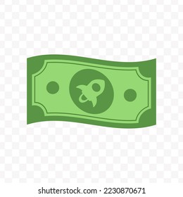 Vector illustration of Stellar Lumens banknote in green color on transparent background (PNG).