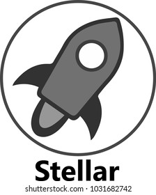 Ilustración vectorial de la criptomoneda estelar XLM Moneda / Icono de dinero virtual / Logotipo Silueta en blanco y negro
