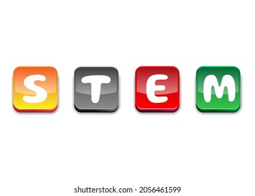 Vektorgrafik von STEM-Briefen für multidisziplinäre Ausbildungsmethoden auf der Grundlage von Wissenschaftstechnologie und Mathematik