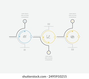 La Ilustración vectorial de los círculos de paso y las flechas infografías