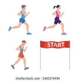 Vector illustration of step and sprint sign. Set of step and sprinter  vector icon for stock.