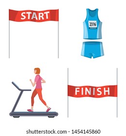 Vector illustration of step and sprint sign. Set of step and sprinter stock symbol for web.