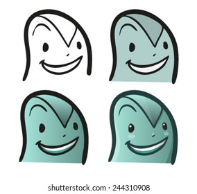 Vector illustration step-by-step with a cute character colored