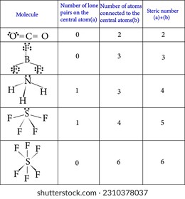  vector illustration of Steric Number chart