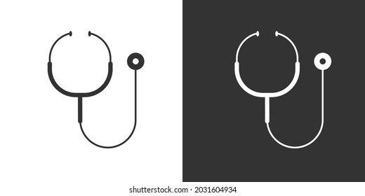 Icono vectorial del estetoscopio sobre fondo blanco y blanco