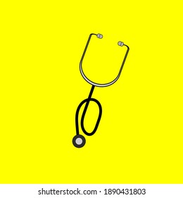 Ilustración vectorial de un estetoscopio para un logotipo, icono u otros fines. Un simple diseño de vector plano