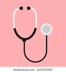 Vector Illustration of a Stethoscope, a tool used by doctors for general examinations, flat art design style.  