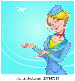 vector illustration of a stewardess