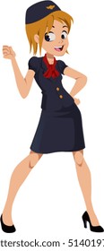 Vector illustration of a stewardess.