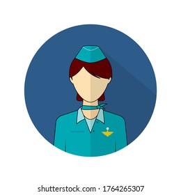 vector illustration of the stewardess avatar icon. Perfect template for flight design.