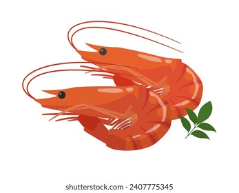 Vector illustration of stewed shrimp