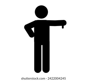 vector illustration of stick figure with thumbs down