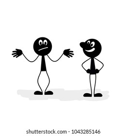 Vector illustration. Stick figures. Boys.