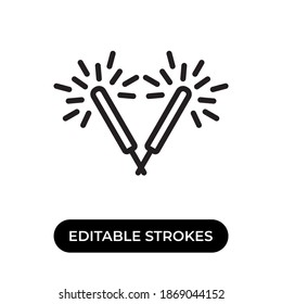 Vector illustration of stick firework icon or logo. Use black color and line design style. Editable strokes