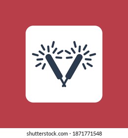 Vector illustration of stick firework icon or logo. Use black color and glyph design style. 