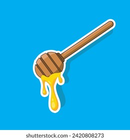 Vector illustration of stick honey bee sticker 
