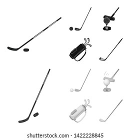 Vector illustration of  and stick icon. Collection of  and golf  vector icon for stock.