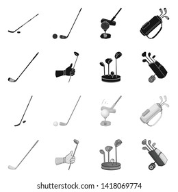 Vector illustration of  and stick logo. Collection of  and golf  vector icon for stock.