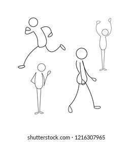  vector illustration of stick people with different poses