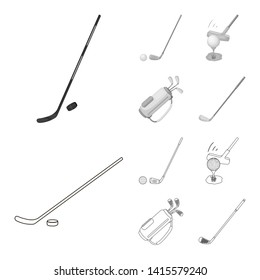 Vector illustration of  and stick sign. Set of  and golf  stock vector illustration.