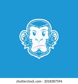 Vector Illustration Sticker Blue Monkey