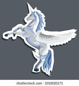 vector illustration of sticker of a blue  unicorn