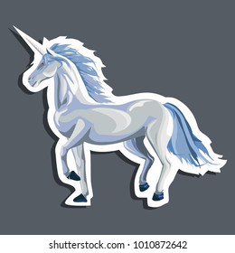 vector illustration with a sticker of the blue unicorn