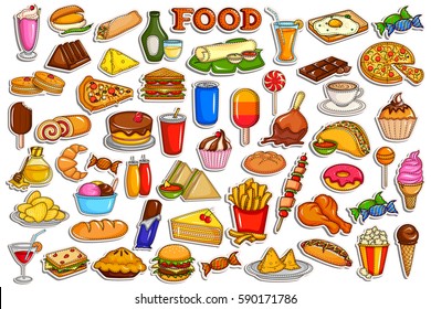 vector illustration of sticker collection for food and beverage object