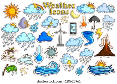 vector illustration of sticker collection for Weather Forecast Icon